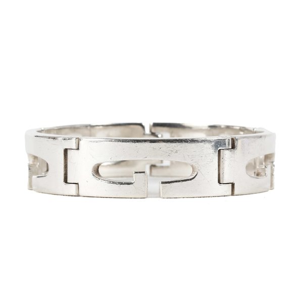GUCCI Gucci G Plate Ring Heavy Silver Bracelet Locked Ag925 Old - Picture 1 of 4